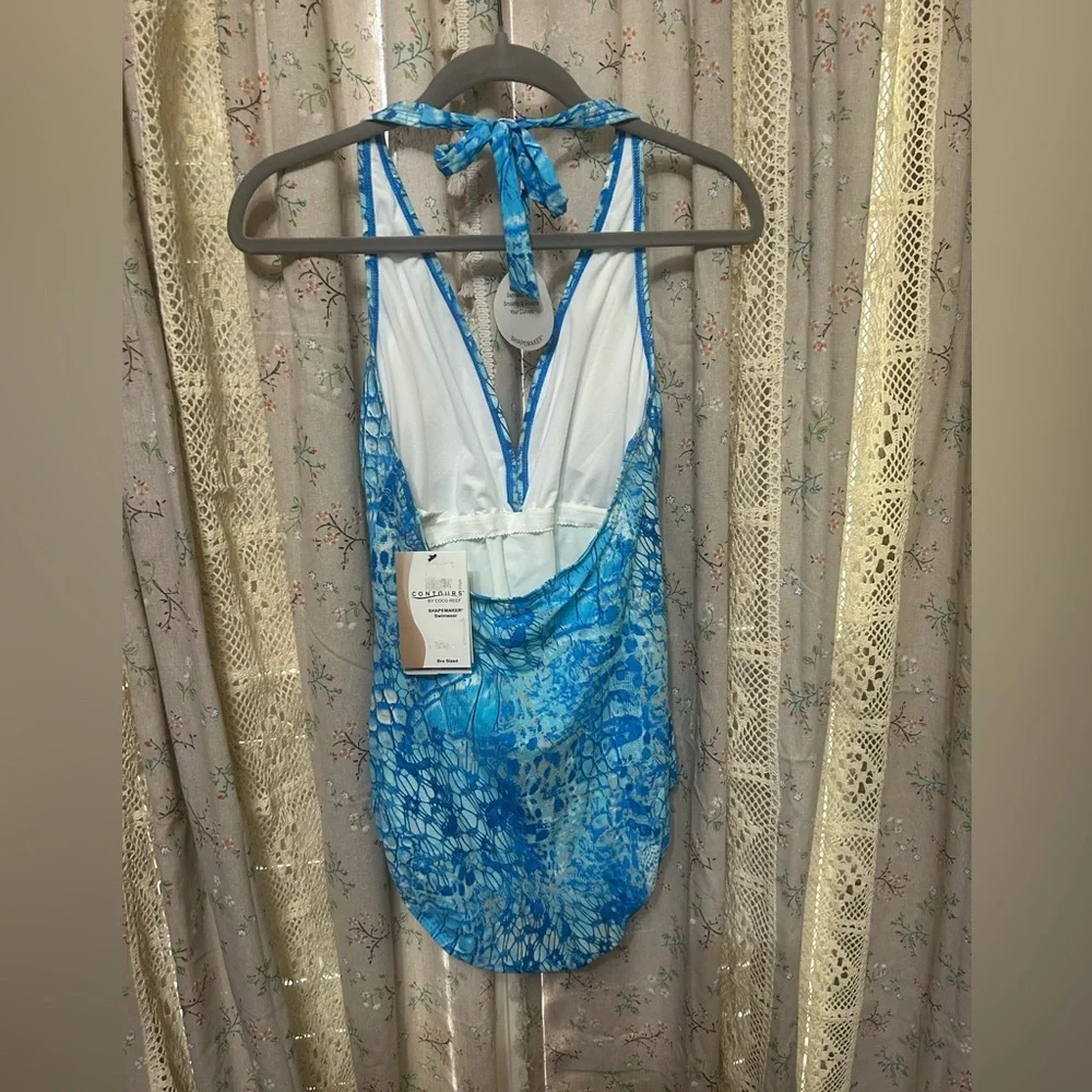 Contours By Coco Reef Cerulean Python Jewel One-Piece Swimsuit Size 14/38C NWT - Picture 4 of 7